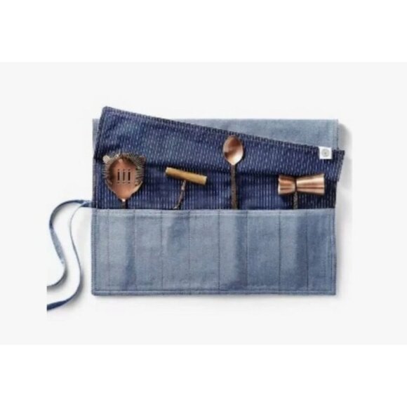 Levis Cocktail Tool Roll Set With Canvas Case & Copper Utensils Bartender Gift - Picture 1 of 4